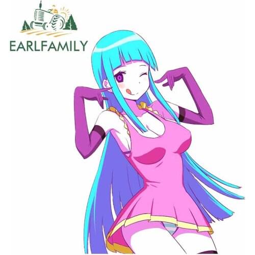 EARLFAMILY 13cm x 10.1cm for Cute Girl In Pink Dress Anime Vivid Car Stickers Surfboard Decal Waterproof Laptop Car Assessoires