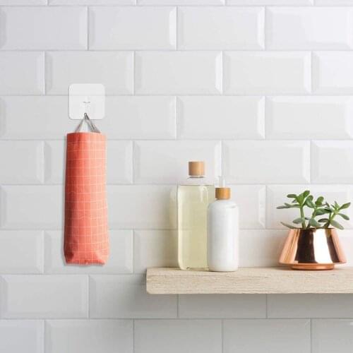 10Pcs Plastic Bags Holders Waterproof Hanging Oxford Fabric Grocery Bag Dispenser Wall Mount Hook Design Bags Storage for Home