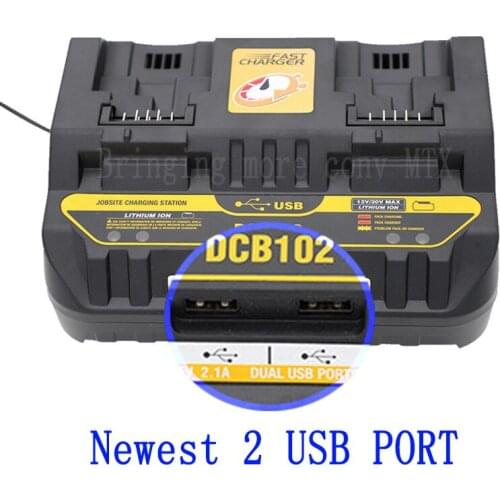 Newest Li-Ion Battery Charger 4A for Dewalt 10.8V 12V 14.4V 18V 20V DCB105 DCB101 DCB102 DCB112 DCB205 with Dual USB port