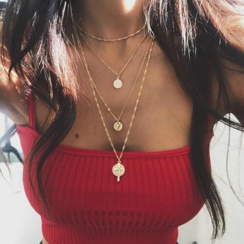 New Bohemian Girl Multilayer Necklace Necklace Set Of Personality Type Of Wafer Cross Selling Jewelry Wholesale Fashion Necklace