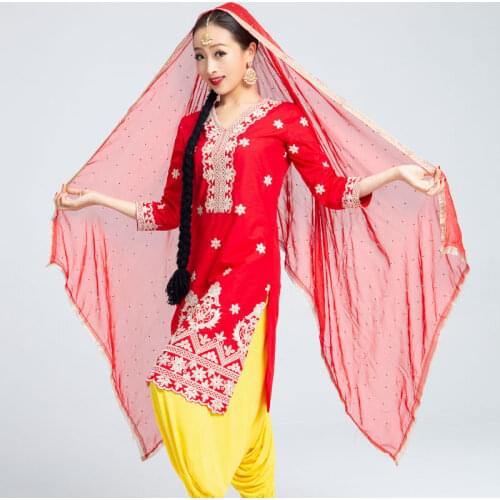 Indian Dance Performance Clothes Bollywood Dance Costume Oriental Dance Costume For Women Folk Dance Wear 2 Piece Set DQL926