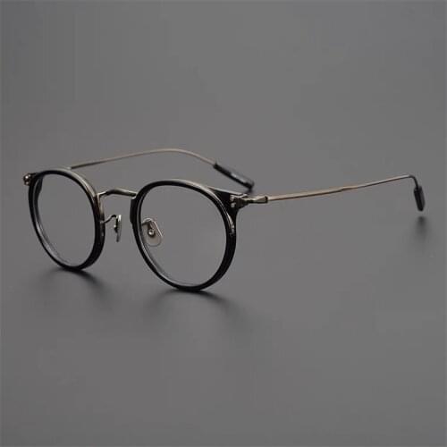 Japanese Handmade Brand Design Retro Round Titanium Glasses Frame Men Myopia Prescription Eyeglasses Frame Women Classic Eyewear