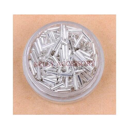 Wholesale Silver Plated Bugle Cube Glass Seed Loose Spacer Beads 2*6mm, 200g Jewelry Findings Charm Glass Beads For DIY Making