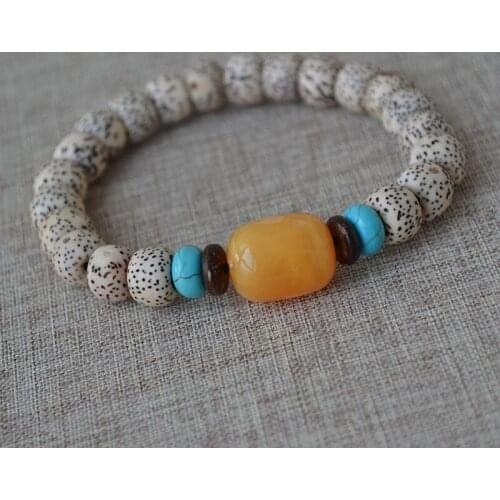 Original Center Star & Moon flat bodhi beads Tibet Buddhism Bracelet