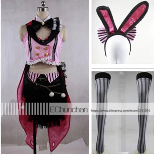 Full set Cinderella Girls Abe Nana Cosplay Costume Halloween Uniform costume+Ears+Socks Custom Made