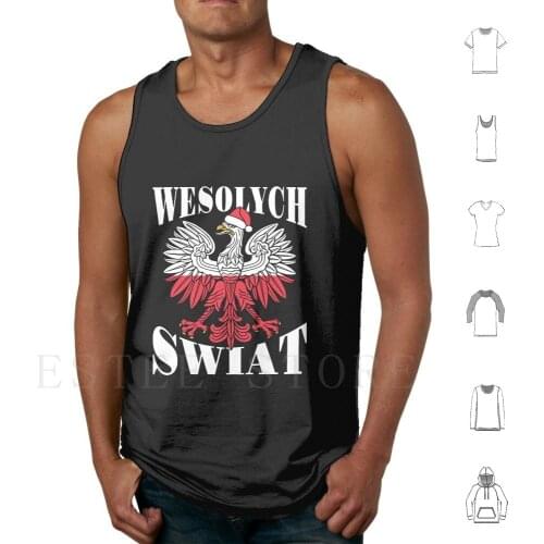 Polish Christmas Wesolych Swiat Tank Tops Vest Sleeveless Polish Poland Polska Eagle Santa Hat Red White Polish