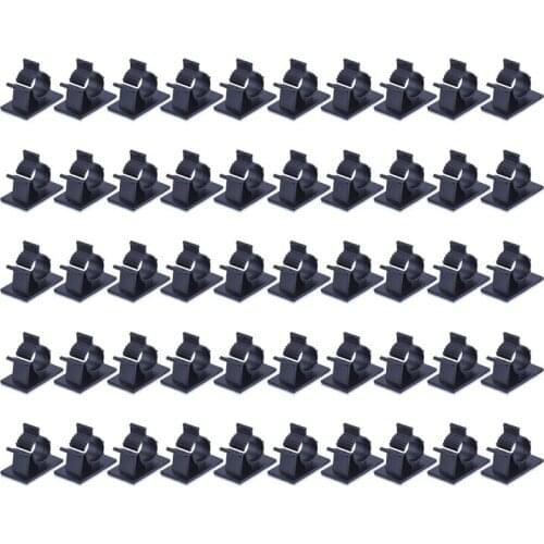 Adjustable Cable Clips Adhesive Nylon Wire Clamps Black 50 Pcs