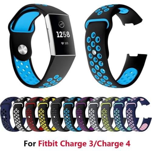 For Fitbit Charge 3 and Charge 4 Straps, Sports Soft Silicone Breathable Replacement Bands for Charge 3 SE