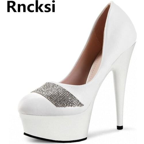 Rncksi Sexy Women Dance Shoes Sandals Wedding Party 15cm High Heels Sandals With 5cm Platform Shoes