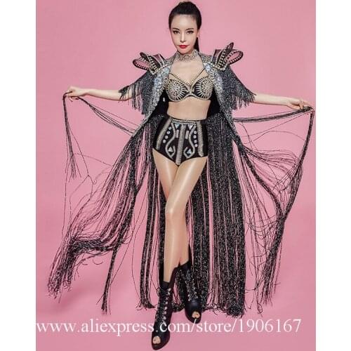 Sexy Lady Party Evening Dress Bikini Ballroom Costumes Stage Performance DS Singer Dance Masquerade Clothes Bra Shorts