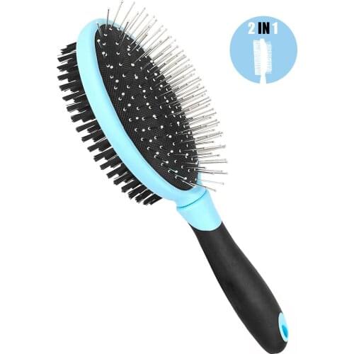 DELE Pet Grooming brush, Professional 2 Sided Pin & Bristle Pet Brush for Grooming & Massaging Dogs, Cats & Other Animals