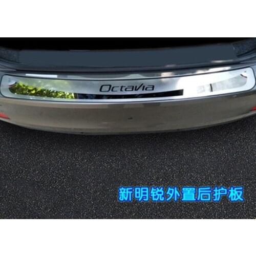 Car styling For Skoda Octavia 2014 -2018 A7 Stainless Steel Rear Trunk Bumper Protector Rear Scuff Plate Rear Door Sill