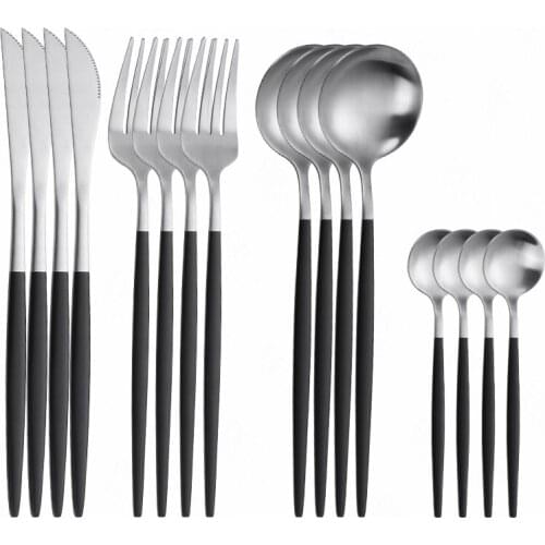 Black Silver Cutlery Dinner Tableware Stainless Steel Cutlery Set Spoon Table Knife Fork Party Dinnerware Luxury Flatware Set