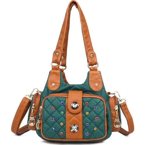 Rivet Shoulder Bag Women Soft PU Leather Tote Handbags Designer Crossbody Messenger Bags Ladies Purse