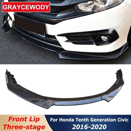 Three-section Front Lip Shovel Bumper Anti-collision Strip with Small Surrounding Corner For Honda Civic Tenth Generation 16-20