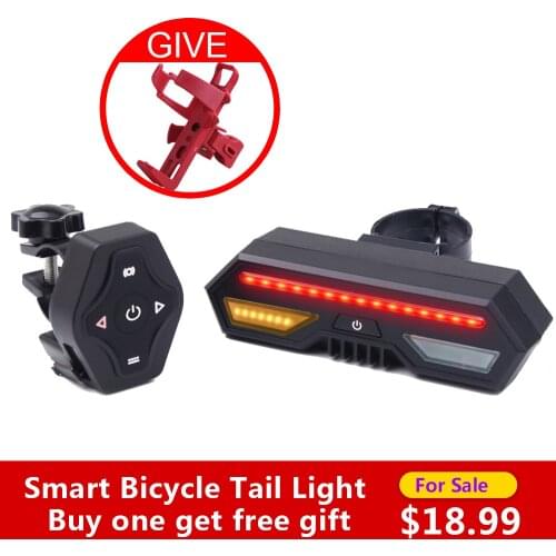 Waterproof Bicycle Tail Light USB Rechargeable Smart Lamp Remote Wireless Rear Light Laser Turn Signals Cycling Light Lantern