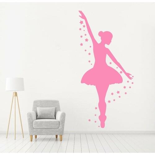 Magic Ballerina Wall Decals Ballet Studio Window Door Decor Stars Dancing Girl Vinyl Nursery Kids Room Interior Stickers Z833
