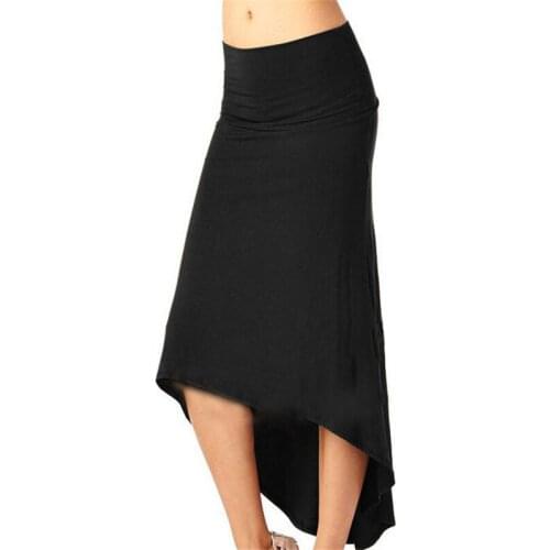 QA259 Spring Summer Women Skirts Hot Sale Irregular Fashion Skirts Solid Elegant Female Long Skirt For Party Black Red