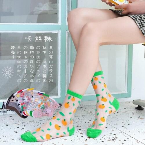 Harajuku Ankle Socks Women Fashion Transparent Print Short Female Summer Womens Socks Summer 2021 Mesh Socks