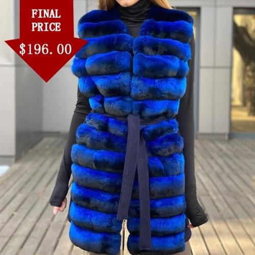 Fashion Spliced Vest Women 2021 Autumn Winter New Sleeveless Coat Rex Rabbit Fur With Wool Blend Jacket