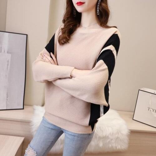 2021 Autumn Winter Bat Shirt Sweater Female New Pullovers Korean Loose Soft Warm Long Sleeve Long Shirt Bottoming Sweater Y97