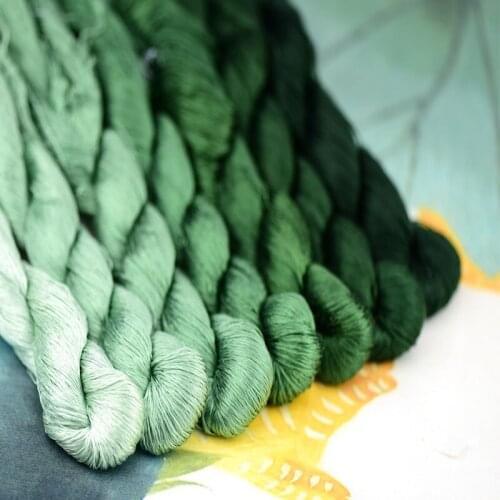 1pcs 100% silk thread hand embroidery embroider cross stitch 400m silk embroidery thread cyan green series/7 pure colors