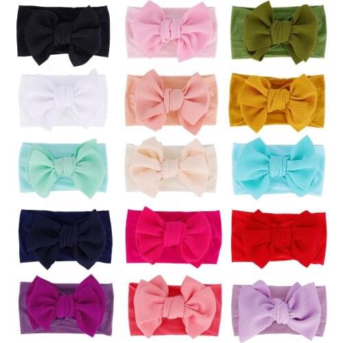 15 Colors 36pcs/lot Oversized Bows With Nylon Headband Baby Top Knot Turban Headwraps For Baby Infantis Toddle New Fall