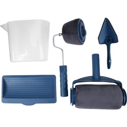 5pcs Paint Runner Roller Brush Handle Tool Flocked Edger Office Room Wall Painting Home Tool Roller Paint Brush Set Dropship