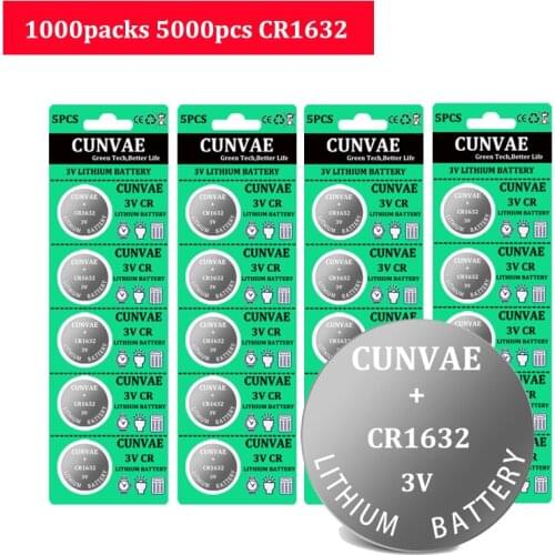 5000pcs CR1632 CR 1632 Battery 3V Lithium Button Battery for car remote key DL1632, ECR1632, LM1632 Coin Cell