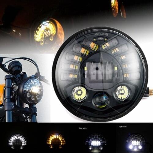 7" 70W LED Headlight Hi/Lo Beam Projector DRL Amber Turn Signal Light For Harley