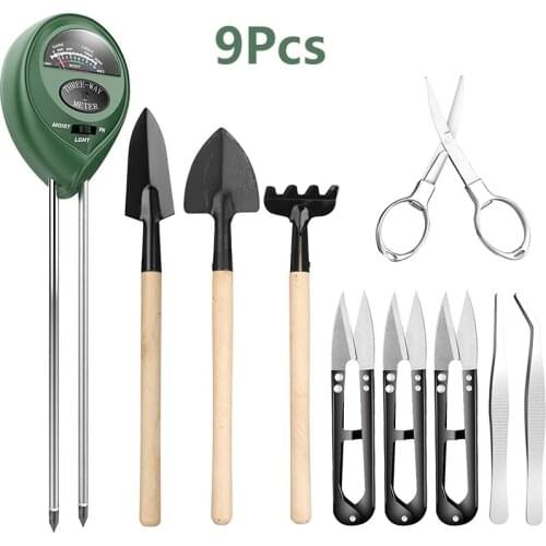 9 Pcs Succulent Planting Potted Tool Shovel Rake Soil Hygrometer Garden Tools Set for Flowers Potted Plants Seed Disseminators