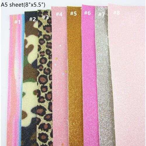 A5 Sheet 5.5"x8"(15cmx21cm) Fine Glitter Fabric Leather Faux PU leather Fabric for Bows Craft Sewing DIY 1pieces F0283