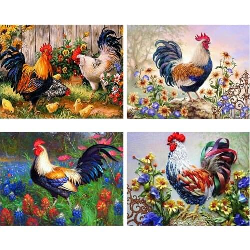Diamond Embroidery Painting Cross Stitch Cock Rooster Animal Picture Rhinestones Christmas Gift Full Square Diamond