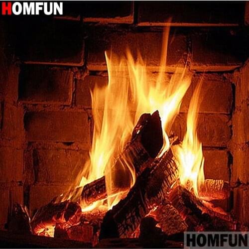 HOMFUN Full Square/Round Drill 5D DIY Diamond Painting "firewood" Embroidery Cross Stitch 5D Home Decor A16350