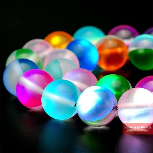 A grade Austria Crystal Synthesis Glitter Colorful Crystal Moonstone Beads For Bracelet Necklace Making 6/8/10/12 mm Strand 15