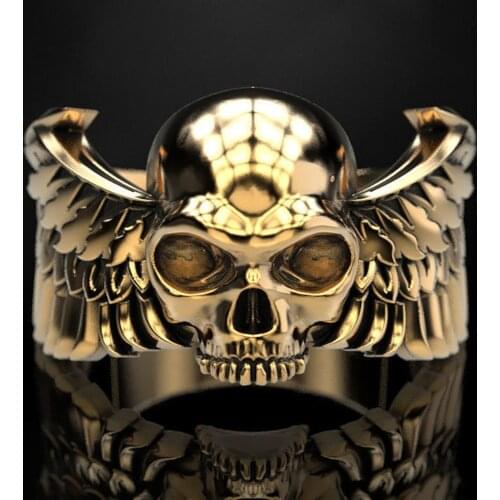 New Punk Cool Death Skull Ring For Men Unique Vintage Muerte Skull Rings Rock Biker Jewelry Gift Art Skeleton Rings Male