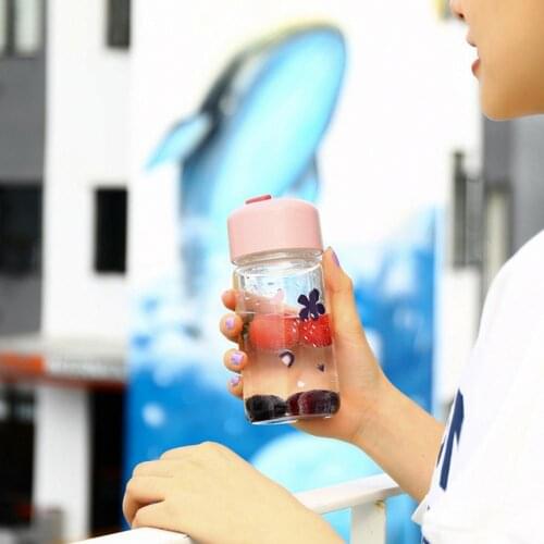 380ml Beautiful Smooth Cup Rim Anti-fracture Glass Water Cup Anti-fracture Water Bottle Good Sealing for Cycling