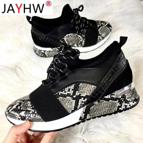 JAYHW Women Sneakers Lace-Up Wedge Sports Shoes Woman Vulcanized Shoes Casual Platform Female Sneakers Comfy Zapatillas Mujer