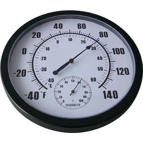 Indoor Outdoor Round Large Thermometer Humidity Meter Garden Home Office Decor Ornament MC889