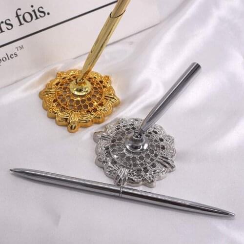 Retro Metal Refill Service Front Desk Fixed Ballpoint Pen Base Advertising Promotion Bank Counter Pen Holder