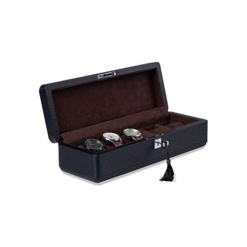 Fashion 6-slot wood high quality PU leather men watch storage display box jewelry organizer box case container with key SBH010b