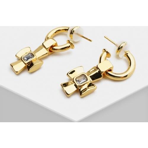 H23 trendy geometric dangle earrings for women new fashion jewelry cross earrings ins with box