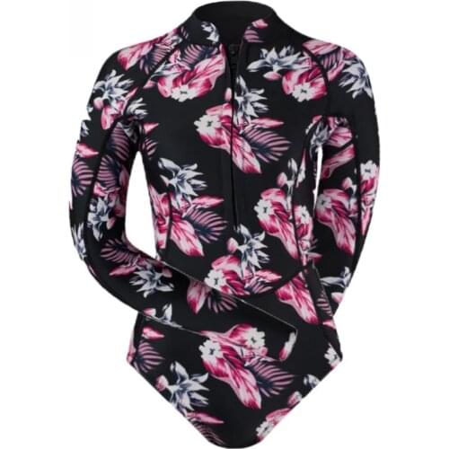 2MM Neoprene Bikini wetsuit Women Long Sleeve skin diving suit Surfing spearfishing wear Snorkeling Swimsuit one piece set