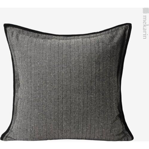 Nordic model room soft decoration pillow living room sofa pillow simple gray double-sided herringbone square pillow
