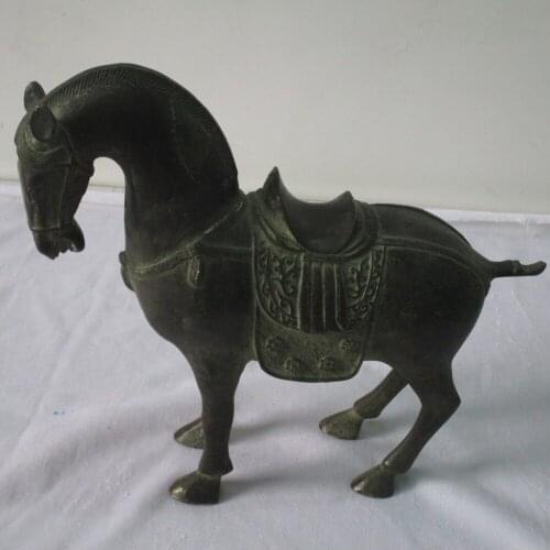 A pair (2pc) Rare Chinese old bronze carved Tang Dynasty Horse Sculpture