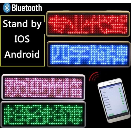 Rechargeable Bluetooth Digital DIY Scrolling Message Board Mini Display Name Peugeot Badge Sign Tag Led Badge Clip Insignia