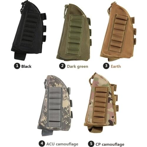 Portable Molle Tactical Butt Stock Rifle Cheek Rest Pouch Adjustable Ammo Bullet Holder Nylon Riser Pad Hunting Accessories Bag