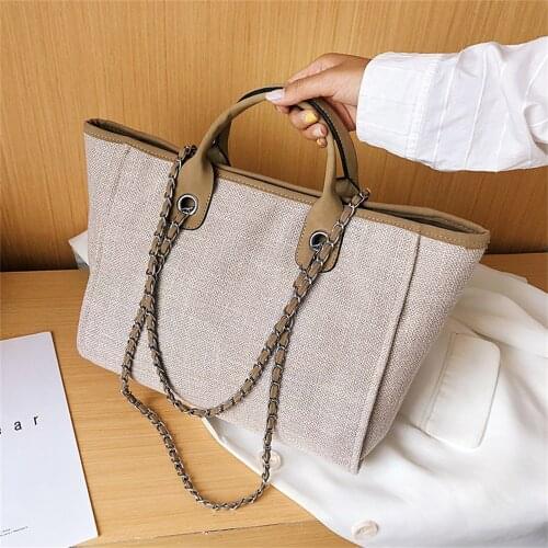 Casual Large Capacity Tote Designer Chains Women Handbags Luxury Canvas Lady Shoulder Mesenger Bags Female Big Purses