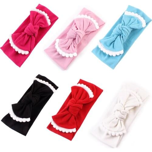 New Newborn Fashion Baby Dot Nylon Headbands Edging Ball Nylon Bow Head Wrap Knot Nylon Headwear Turban Girls Hair Accesseries