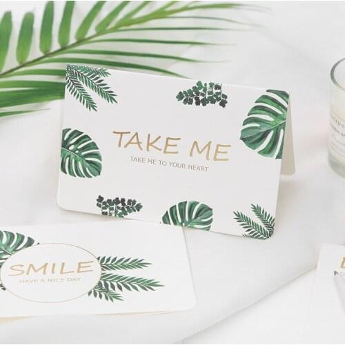 Green Plant Series Greeting Card with Envelope Holiday Birthday Handwritten Invitation card Senior Gift Message Card